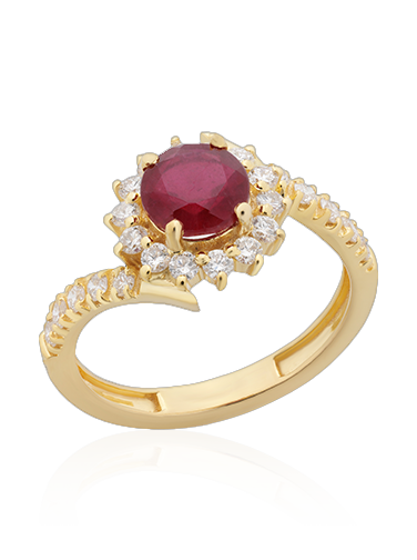 Ruby Floral Gold Ring