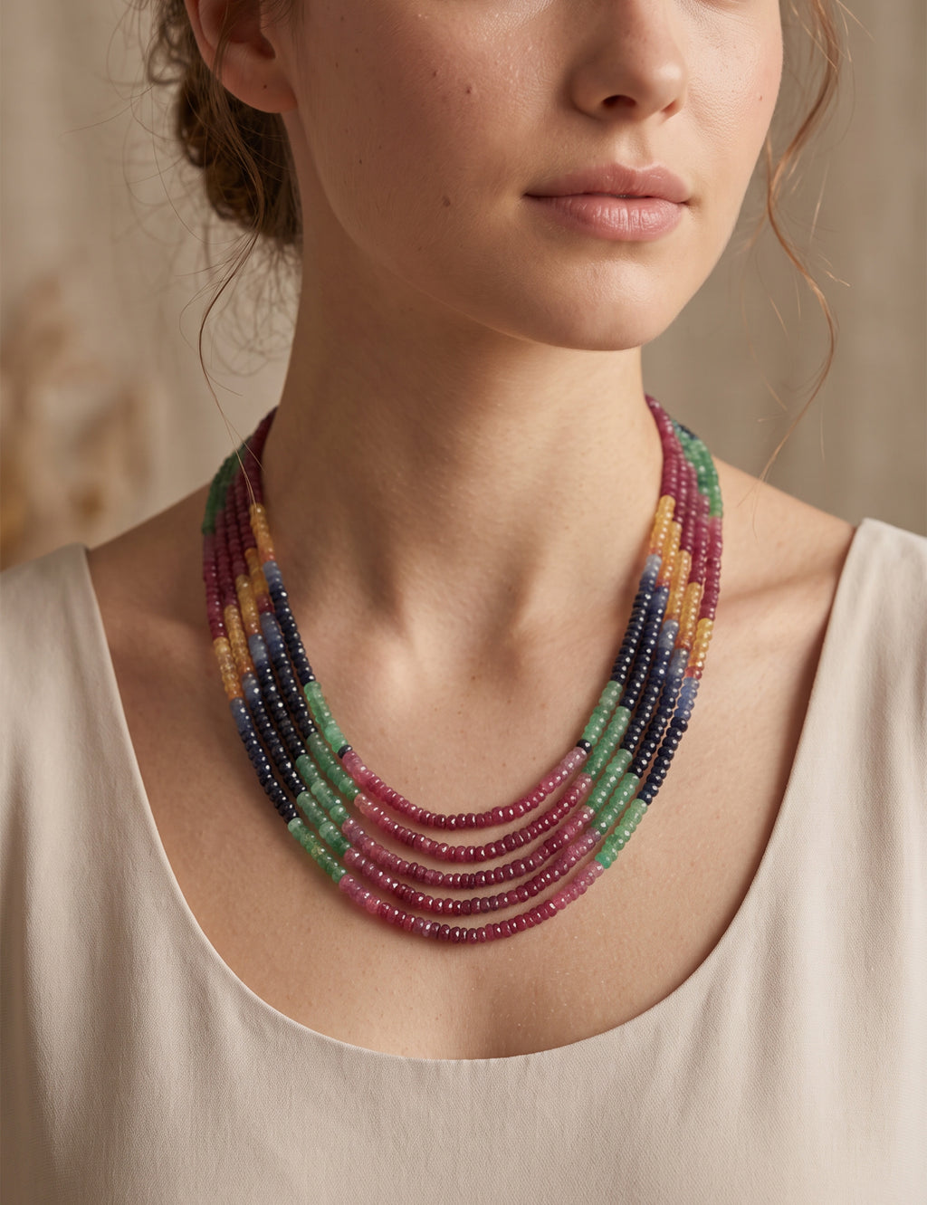 Multi Rainbow Beads Necklace