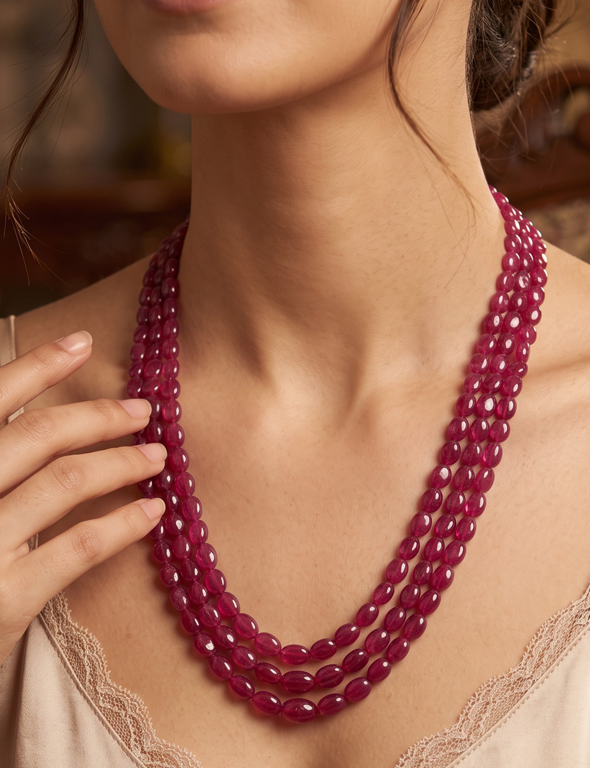 Ruby Beads Necklace