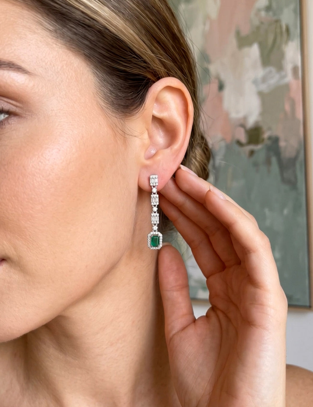Emerald and Diamond Earring