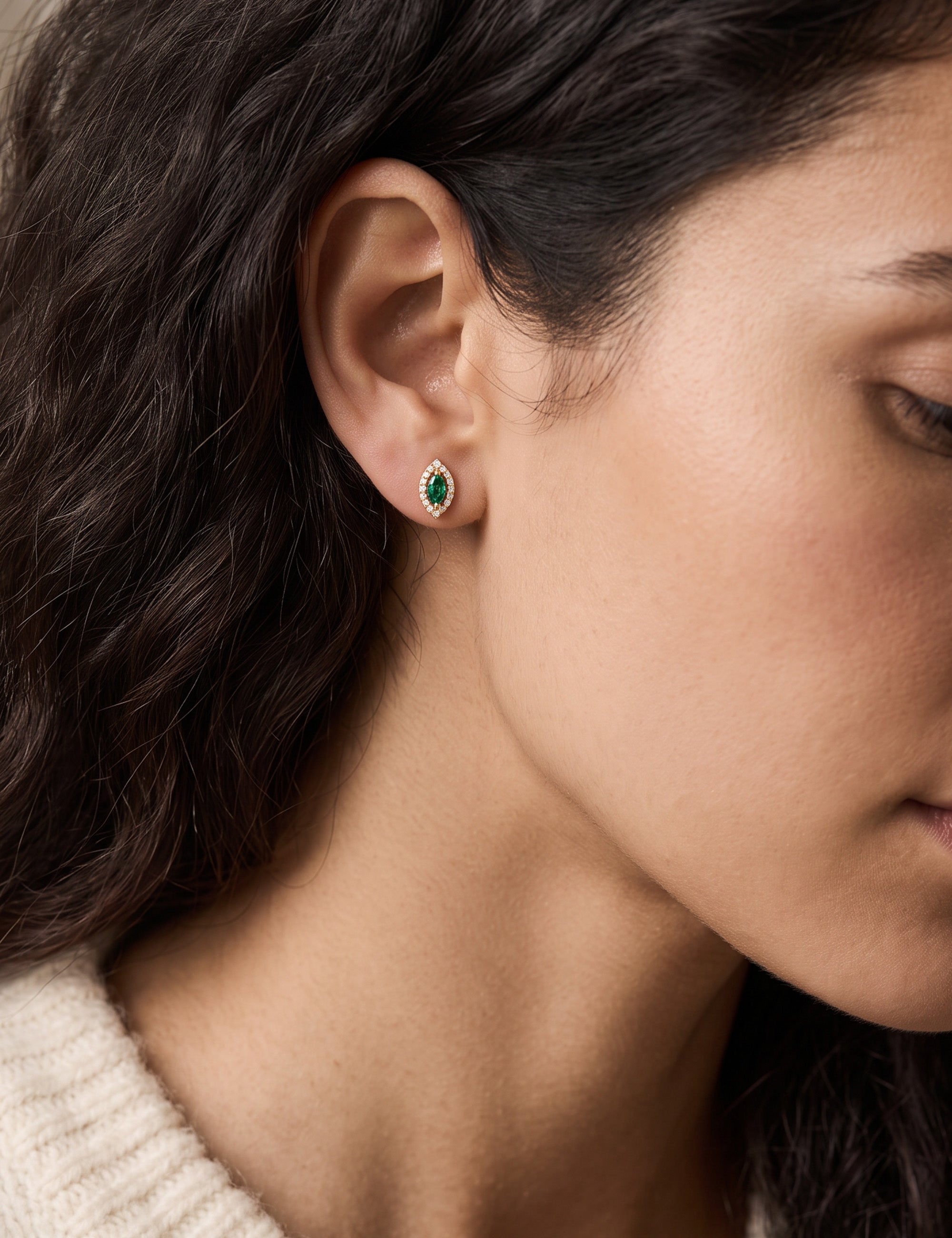 Emerald and  Diamond Earring