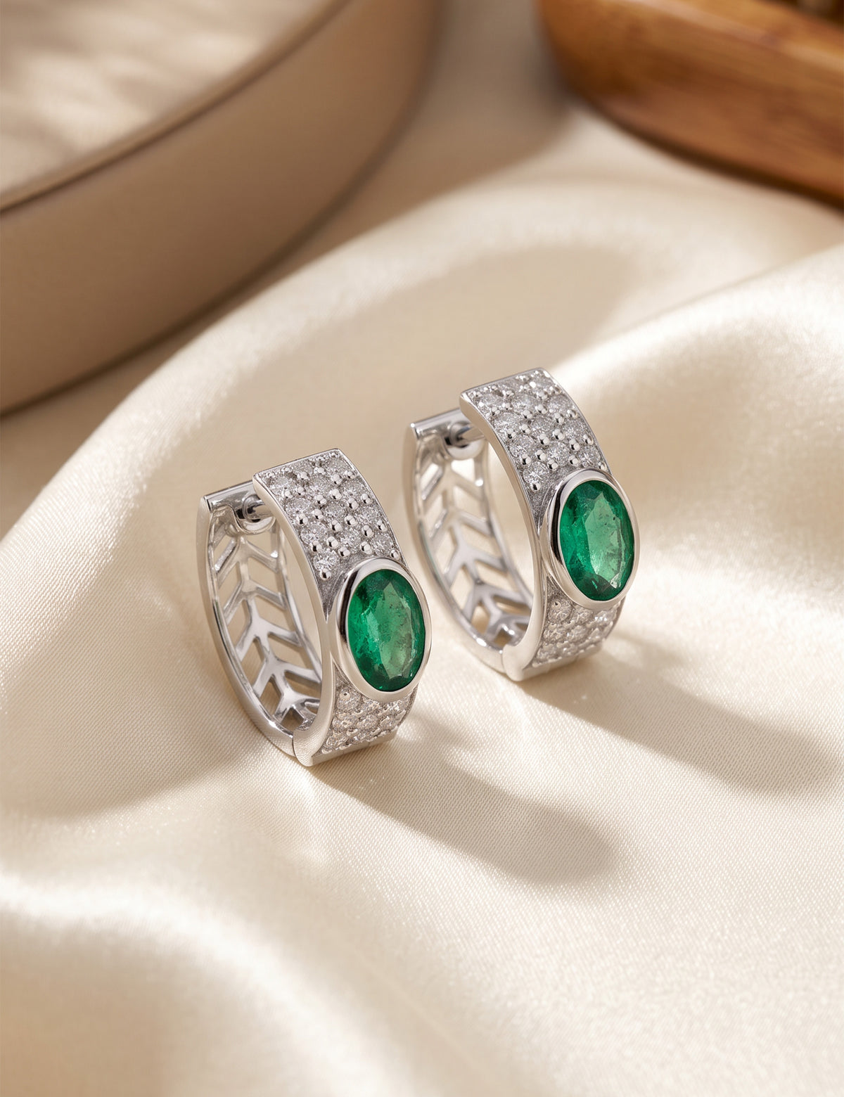 Emerald and Diamond  Earring