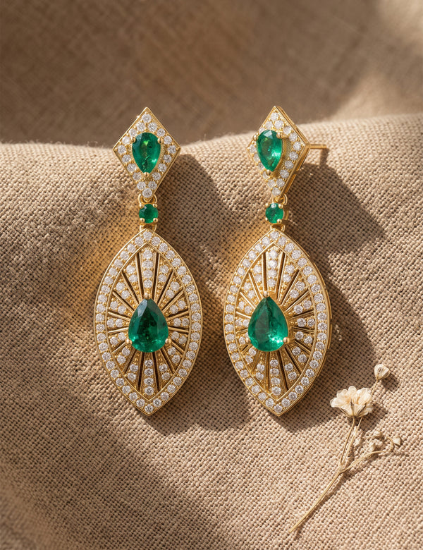 Emerald and Diamond Earring
