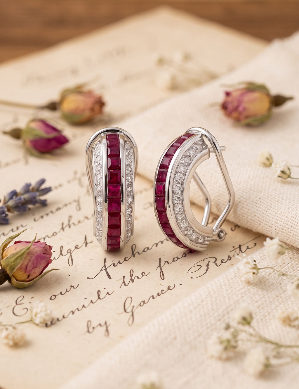Ruby and Diamond Earring