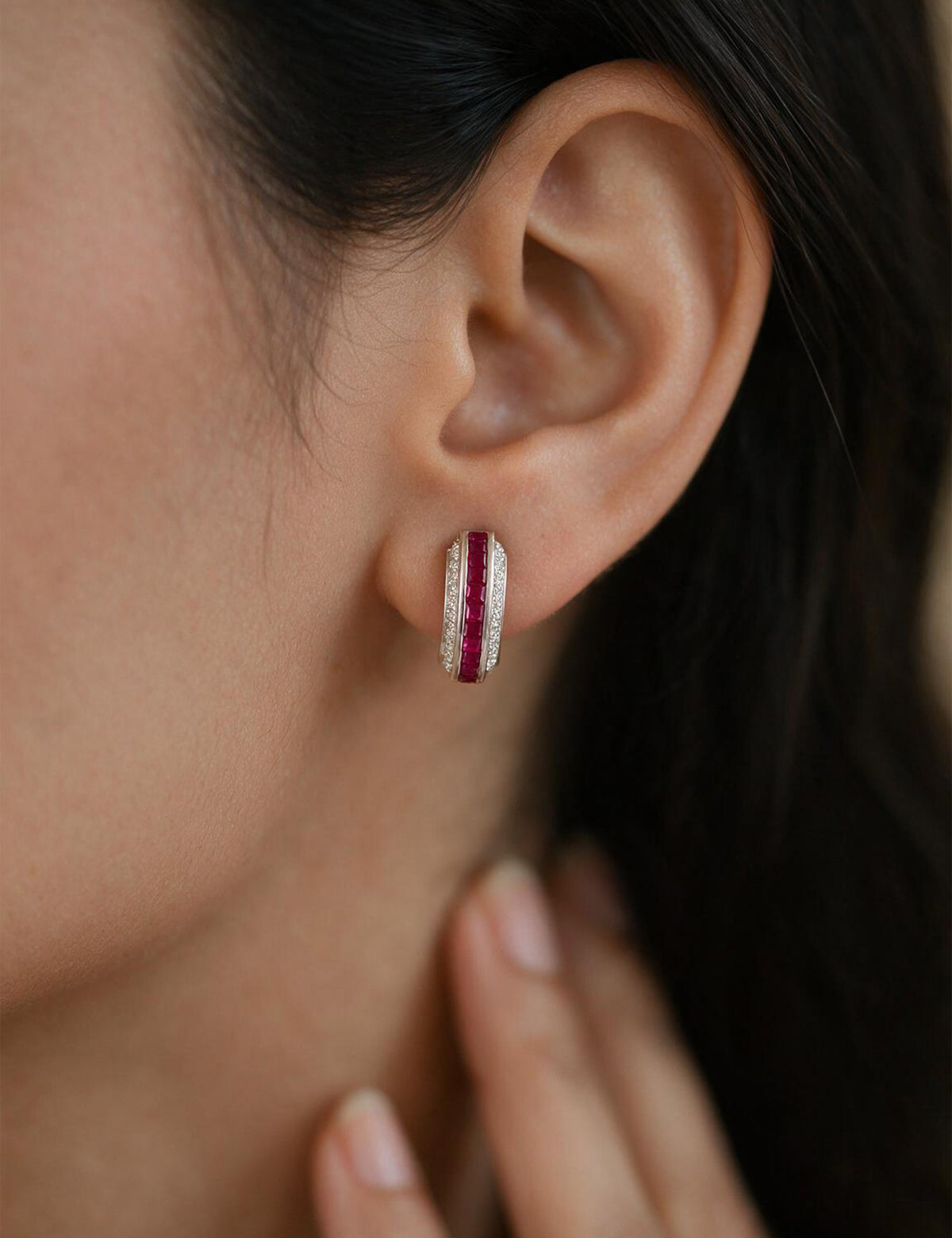 Ruby and Diamond Earring