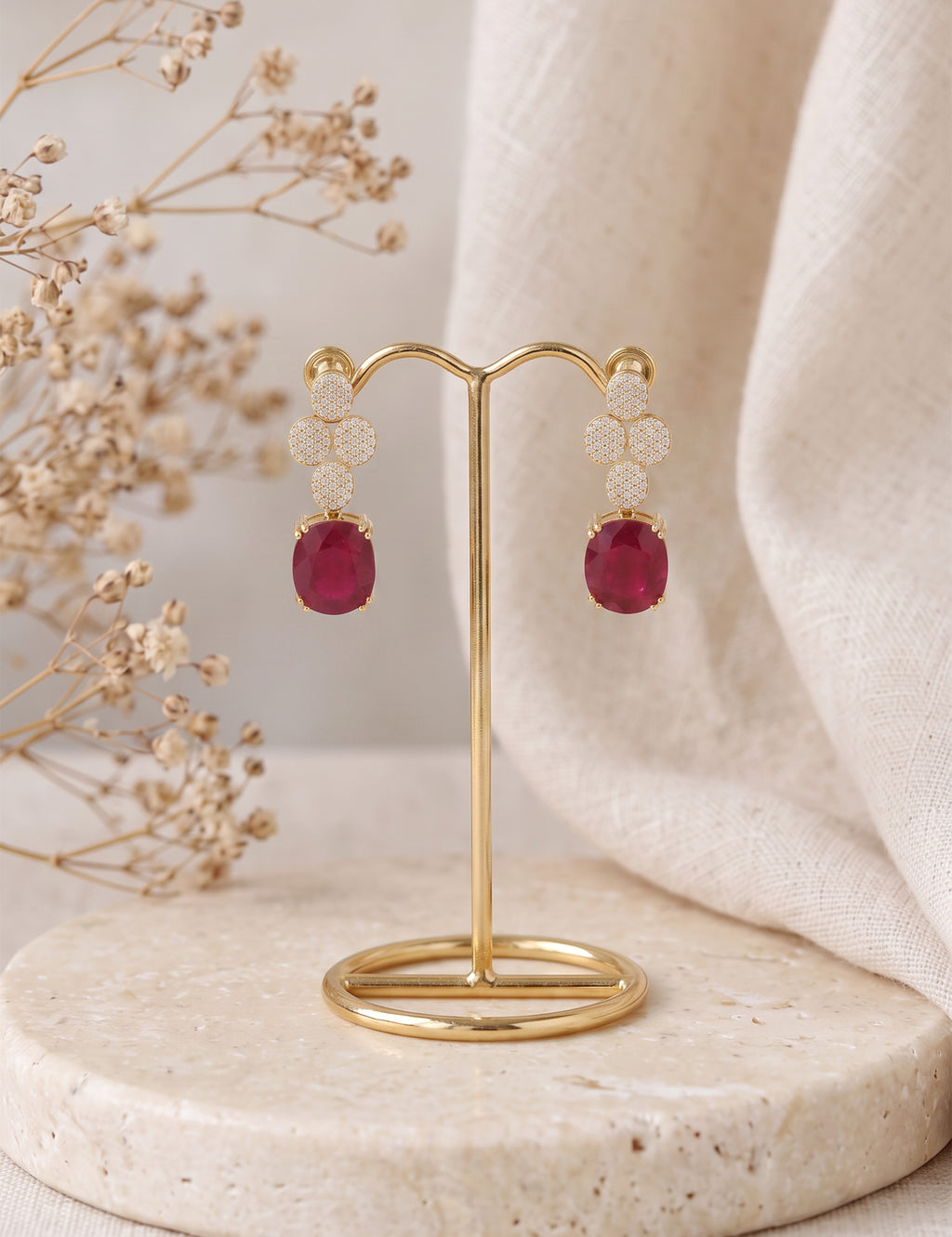 Ruby and Diamond Earring