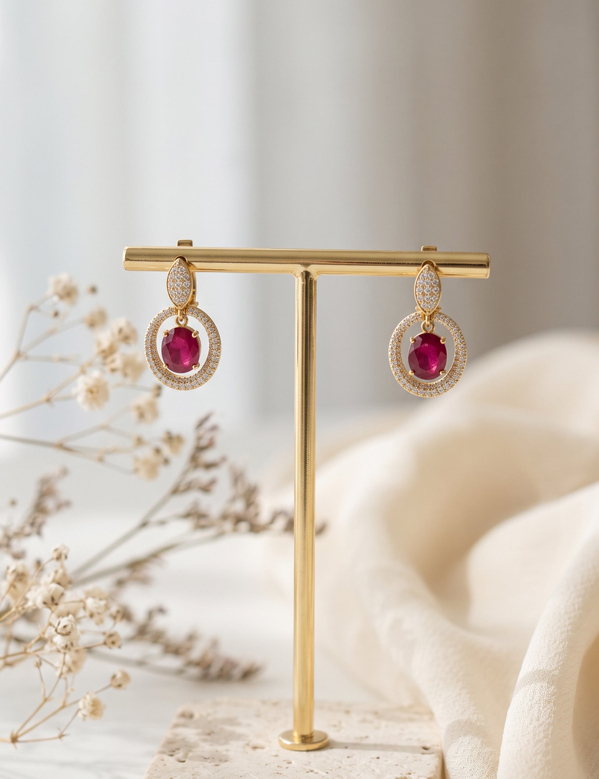 Ruby and Diamond Earring