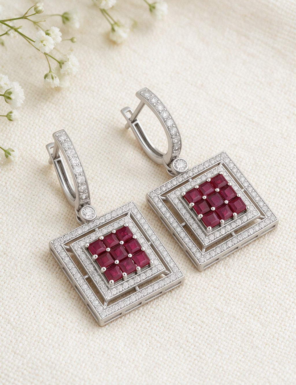 Ruby and  Diamond Earring