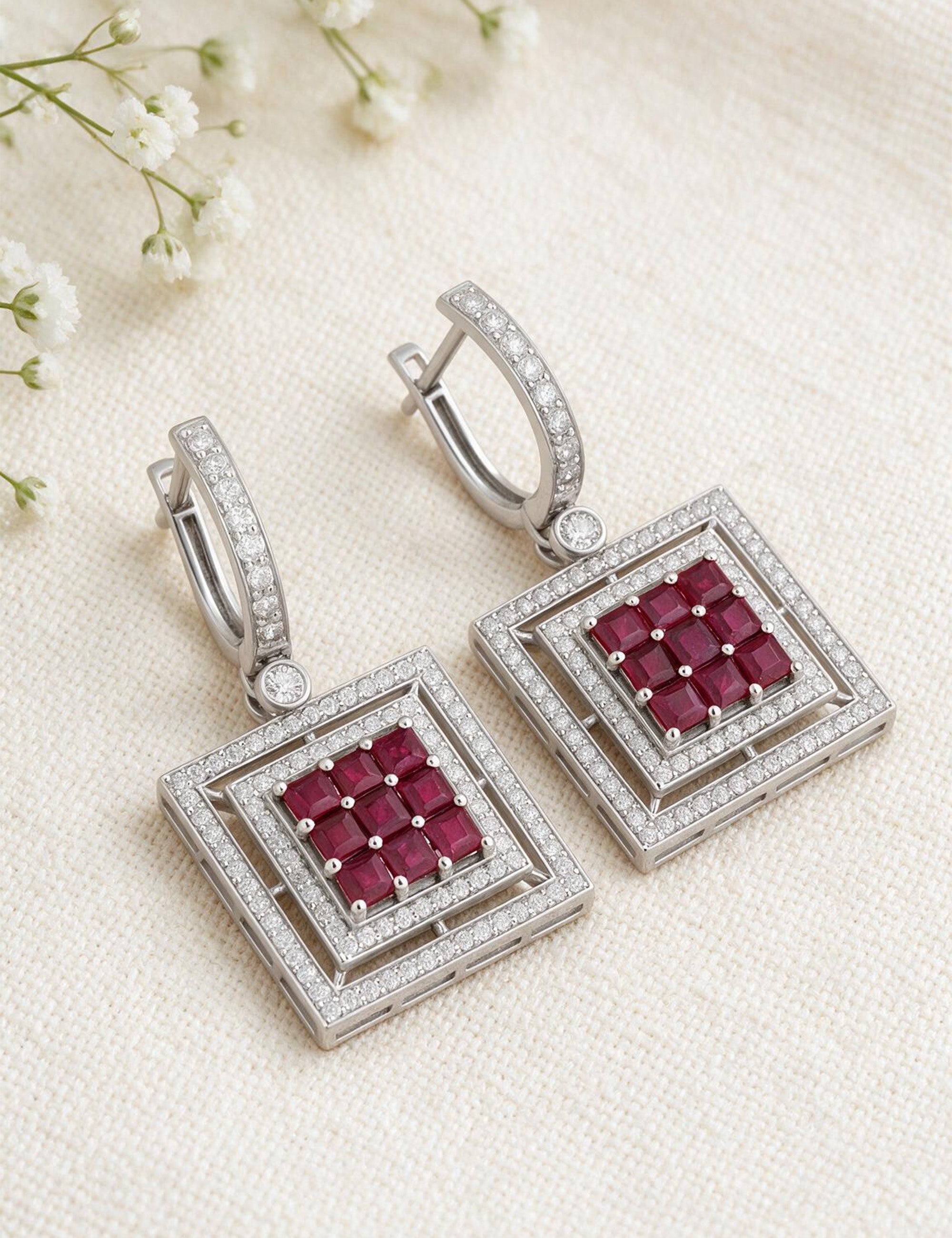 Ruby and  Diamond Earring