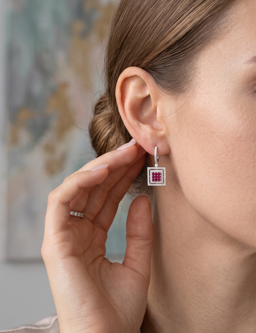 Ruby and  Diamond Earring