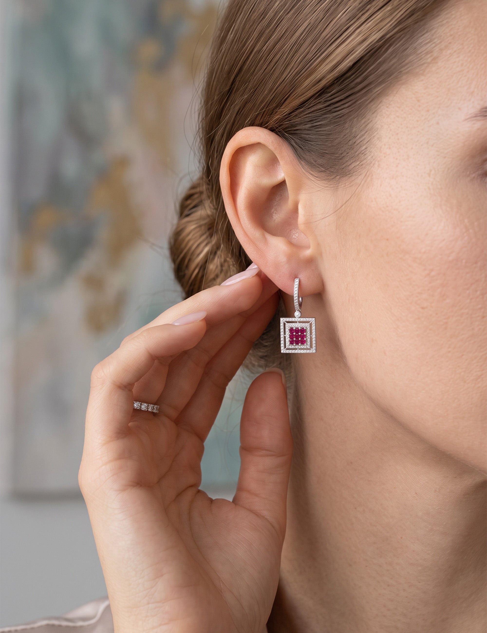 Ruby and  Diamond Earring